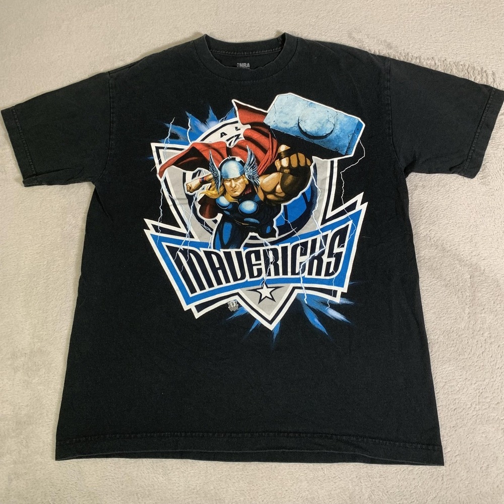 Dallas Mavericks Shirt Mens Large Black NBA Basketball Marvel Thor Graphic Tee